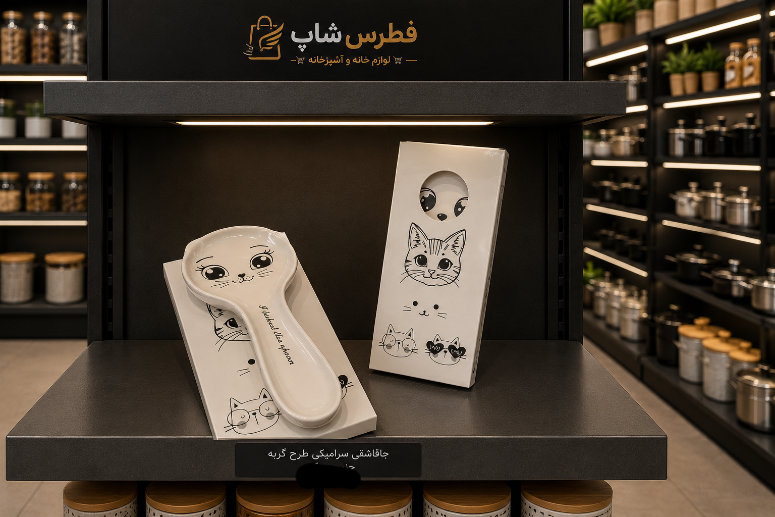 زیر قاشقی گربه سرامیکی