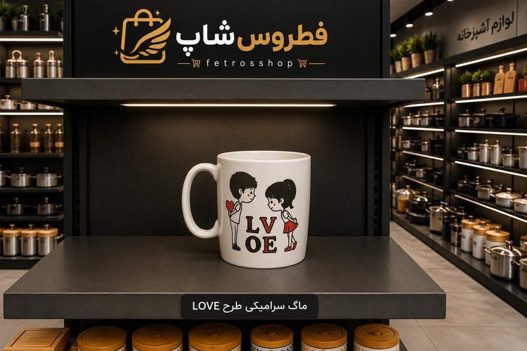 ماگ چینی فانتزی دسته دار بزرگ