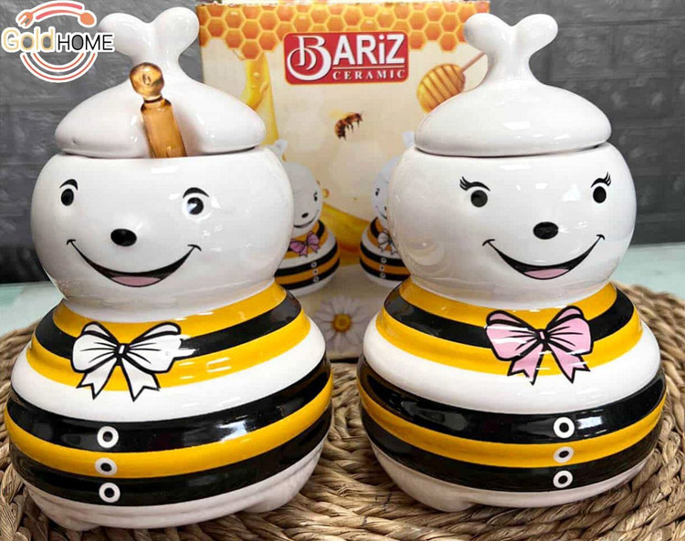ظرف عسل طرح زنبوری رنگی